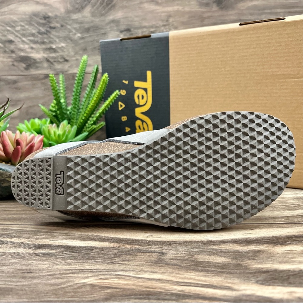 NIB Teva Mahonia 3-Point Slingback Wedge Thong Sandal Metallic Gray Leather 8 39 - Picture 9 of 12